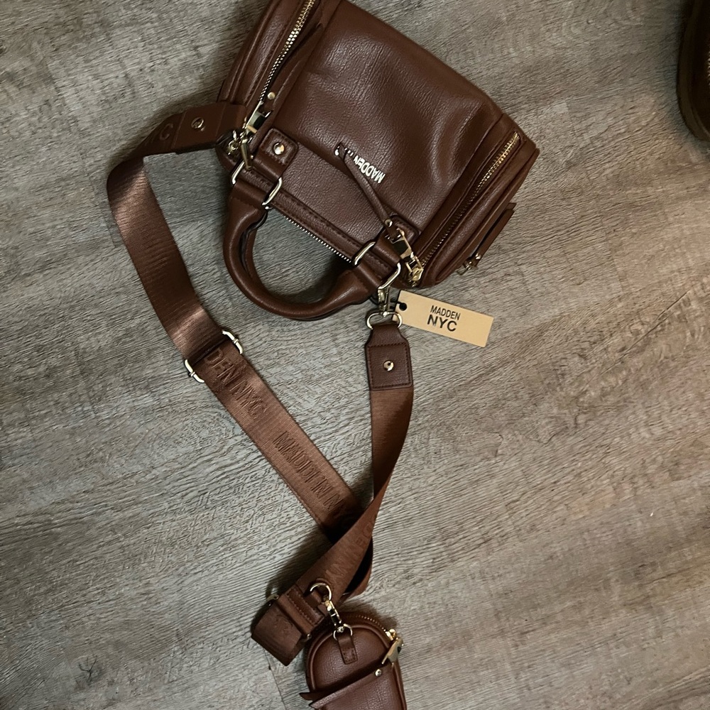 Steve Madden Brown Crossbody Bag with Gold Hardware